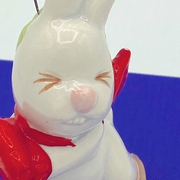 Fitz And Floyd Vintage Skating Rabbit Christmas Ornament Signed And Dated 1980 - Picture 5 of 6